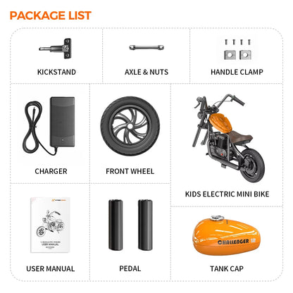 CHALLENGER12 Electric Motorbike for Children 160W 24V 5.2Ah Kids' Electric Motorcycle 12*3 Inch Tire Mini Electric Bike