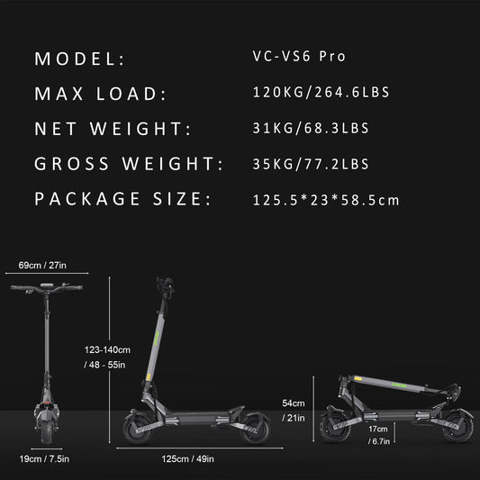 Fashionable VIPCOO VS6 PRO Dual Motor Electric Scooter Long Range 20.8AH Available in UK EU US Warehouses