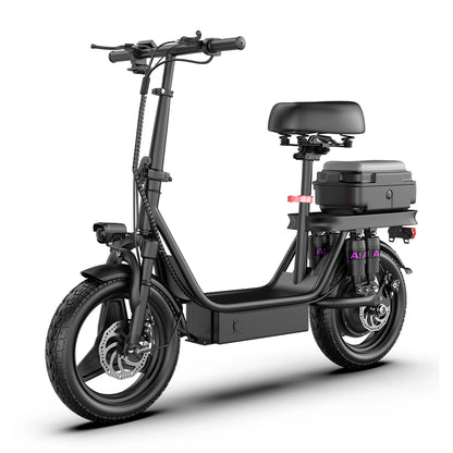 UPlee GQ8 Adult Electric Bike 750W Peak Motor 48V15AH electric scooter 14 Inch fat tire Full Shock Foldable with trunk e bike