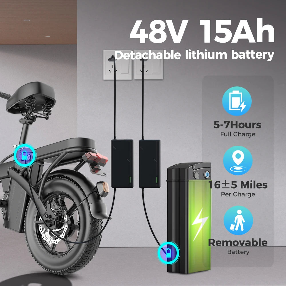 UPlee GS3 Electric Bike 48V 15AH 250W Motor Electric Bicycle 20KM/H Max Speed Motorcycle Style E-bike