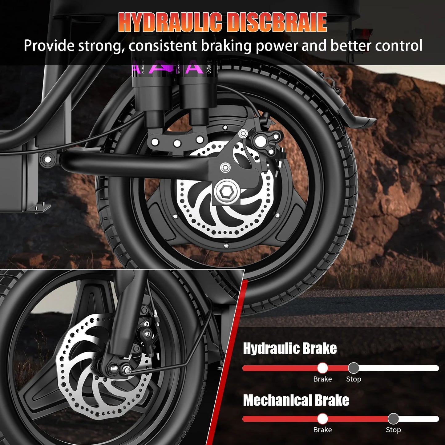 UPlee GQ8 Adult Electric Bike 750W Peak Motor 48V15AH electric scooter 14 Inch fat tire Full Shock Foldable with trunk e bike