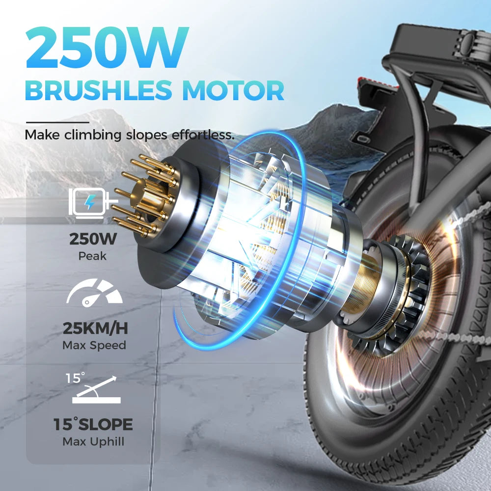 UPlee GS3 Electric Bike 48V 15AH 250W Motor Electric Bicycle 20KM/H Max Speed Motorcycle Style E-bike