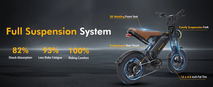 Bodywel M16 Off-Road Electric Bike for Adults 1500W Motor 48V 15AH Battery Fat Tire Mountain Moped Ebike All-Terrain Motorcycle