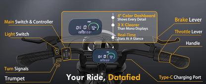 Bodywel M16 Off-Road Electric Bike for Adults 1500W Motor 48V 15AH Battery Fat Tire Mountain Moped Ebike All-Terrain Motorcycle