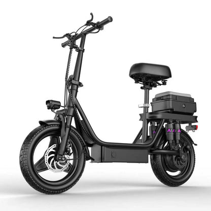 UPlee GQ8 Adult Electric Bike 750W Peak Motor 48V15AH electric scooter 14 Inch fat tire Full Shock Foldable with trunk e bike