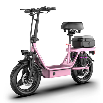 UPlee GQ8 Adult Electric Bike 750W Peak Motor 48V15AH electric scooter 14 Inch fat tire Full Shock Foldable with trunk e bike