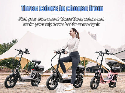 UPlee GQ8 Adult Electric Bike 750W Peak Motor 48V15AH electric scooter 14 Inch fat tire Full Shock Foldable with trunk e bike